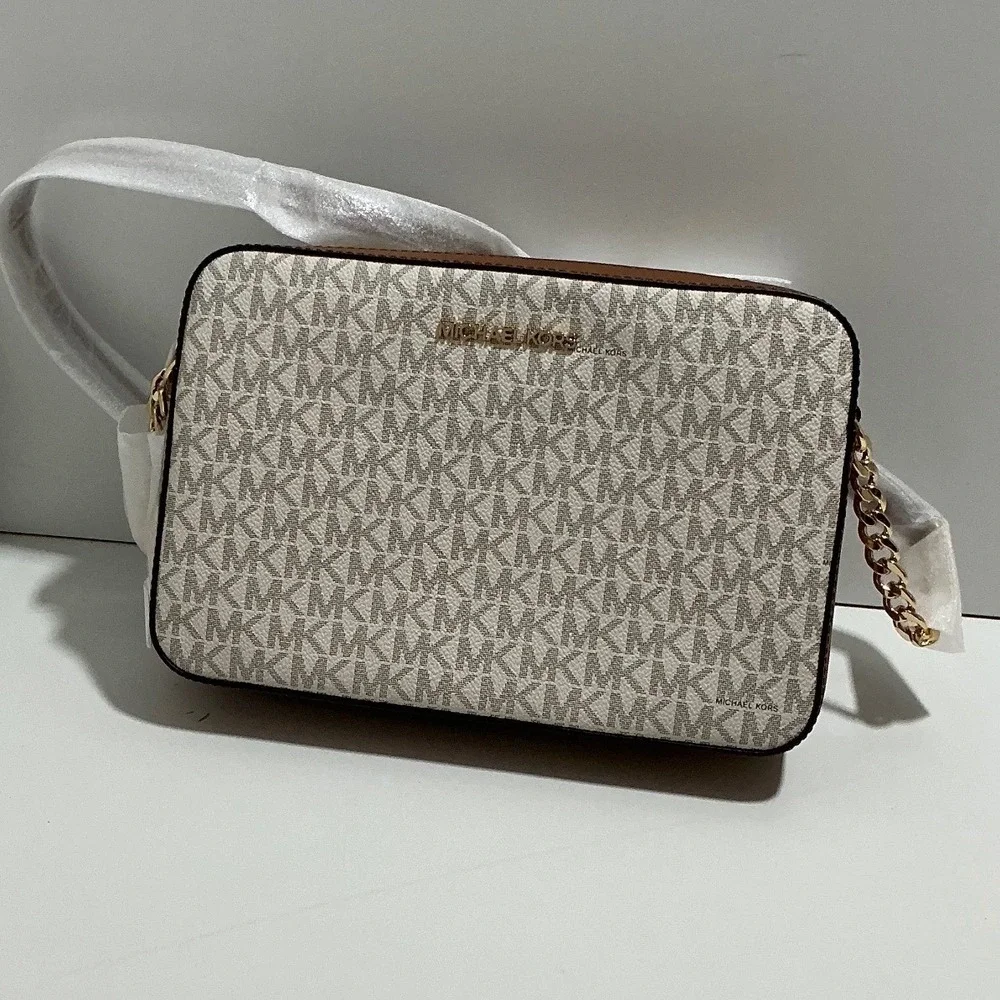Michael Kors Jet Set Large East West Crossbody Bag Vanilla Acorn Logo 35F8GTTC3B